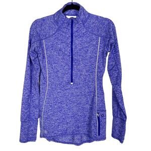 Athleta XSmall Purple Spacedye Running Wild 3.0 Half Zip Pullover Top Reflective